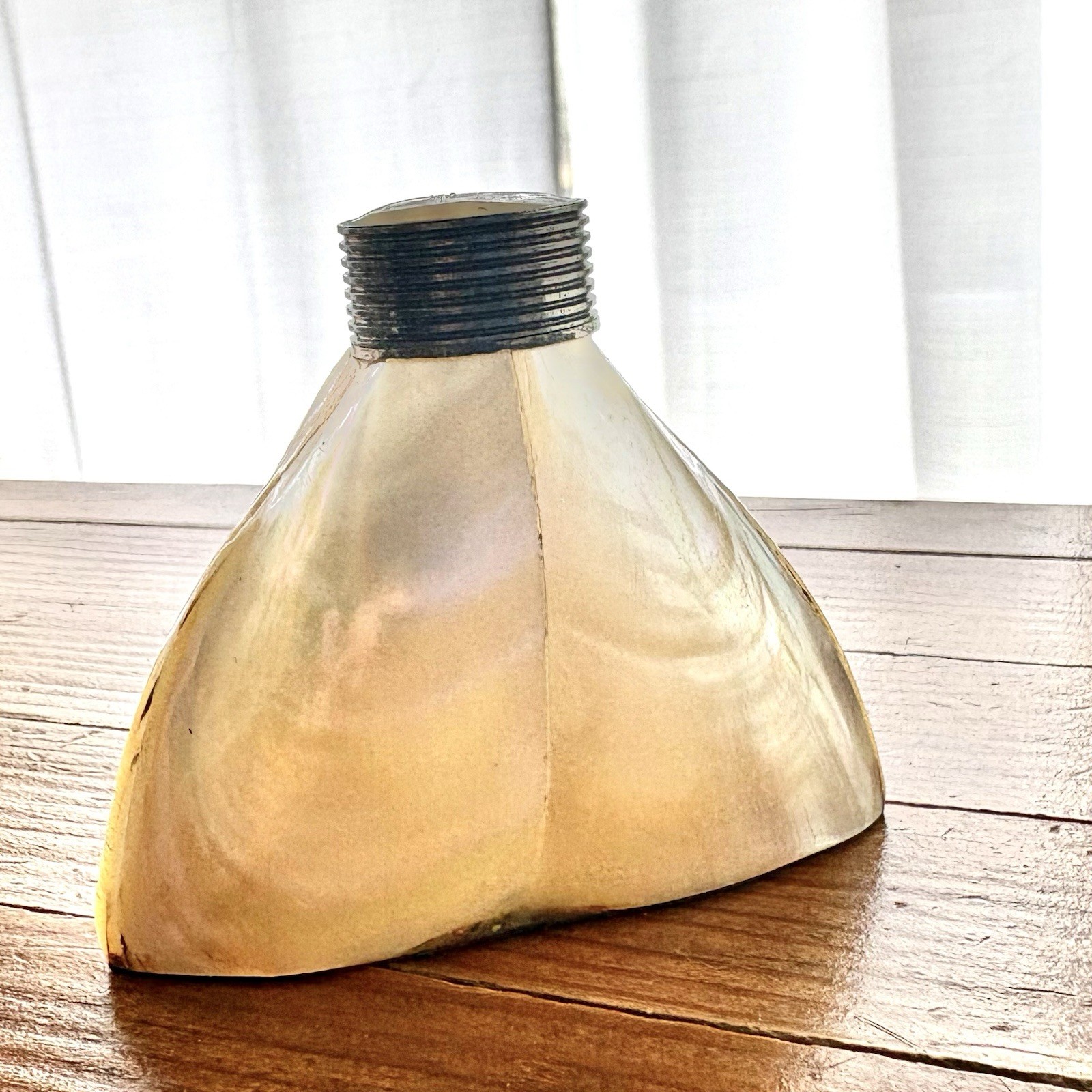 Vtg Mother Of Pearl Perfume Bottle Iridescent Snuff Jar Boho MCM Small 2.5 in