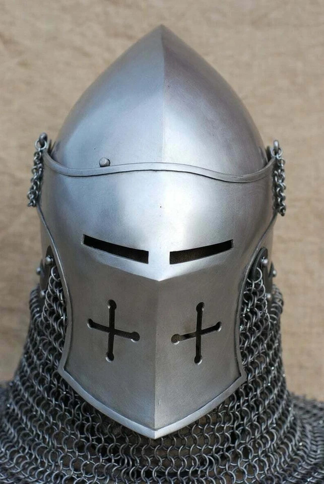 Bascinet Griffon Helmet Medieval Custom SCA 14 Gauge Steel Combat With Chainmail