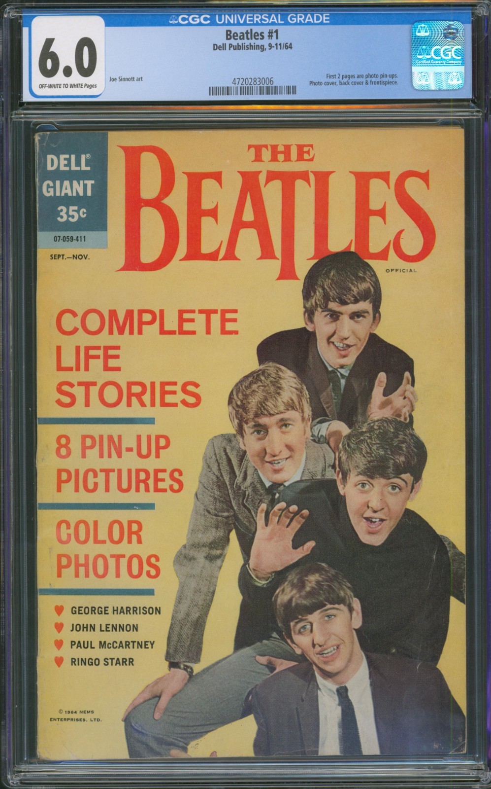 The Beatles #1 CGC 6.0 Dell Comics 1964 Photo Cover