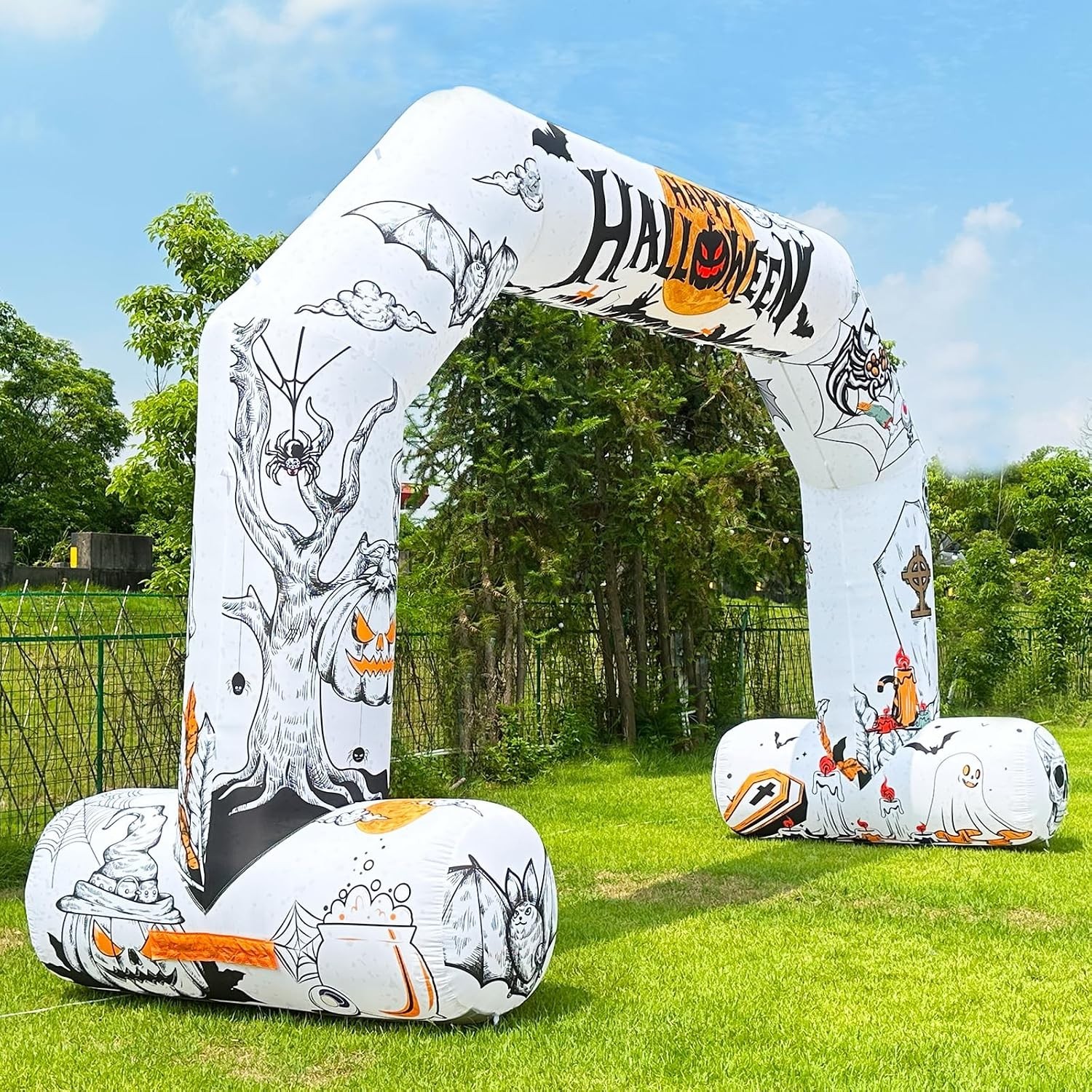 20Ft Halloween Inflatable Archway with 250W Blower, Hexagon Inflatable Arch for