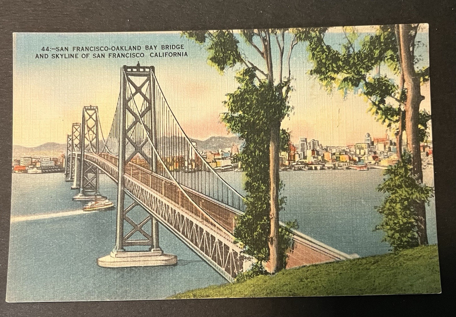 Vintage Postcard San Francisco-Oakland Bay Bridge & Skyline Of San Francisco CA