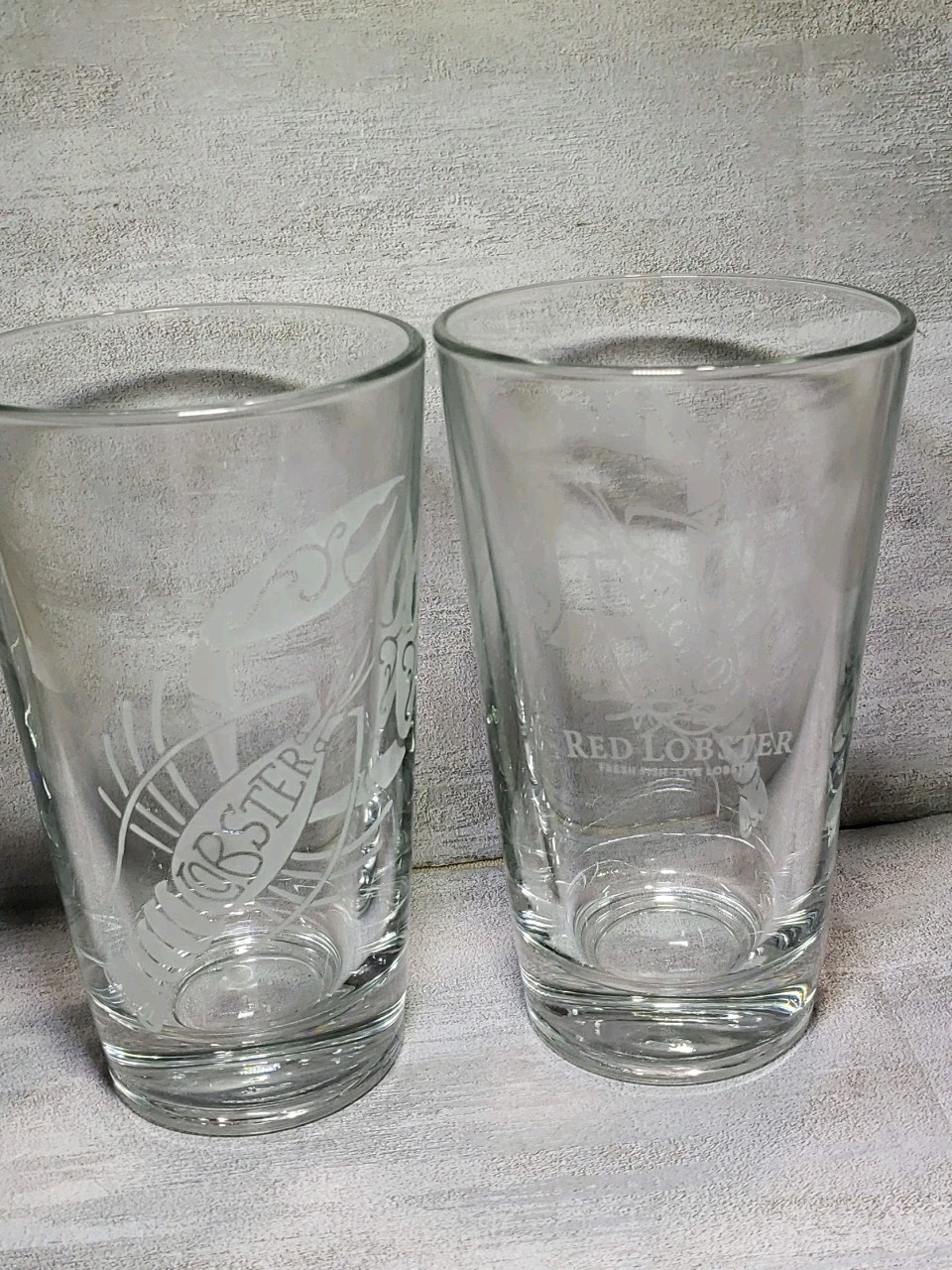 Red Lobster Clear Glass Libbey Set Of 2 Lobster Logo 