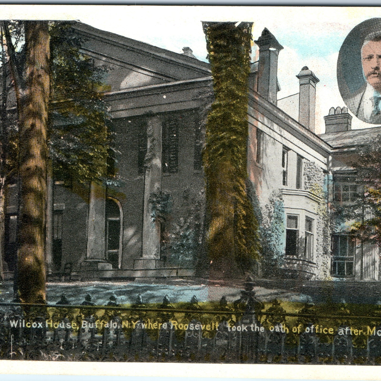 c1900s Buffalo NY Wilcox House Teddy Roosevelt Oath Postcard McKinley Assassin
