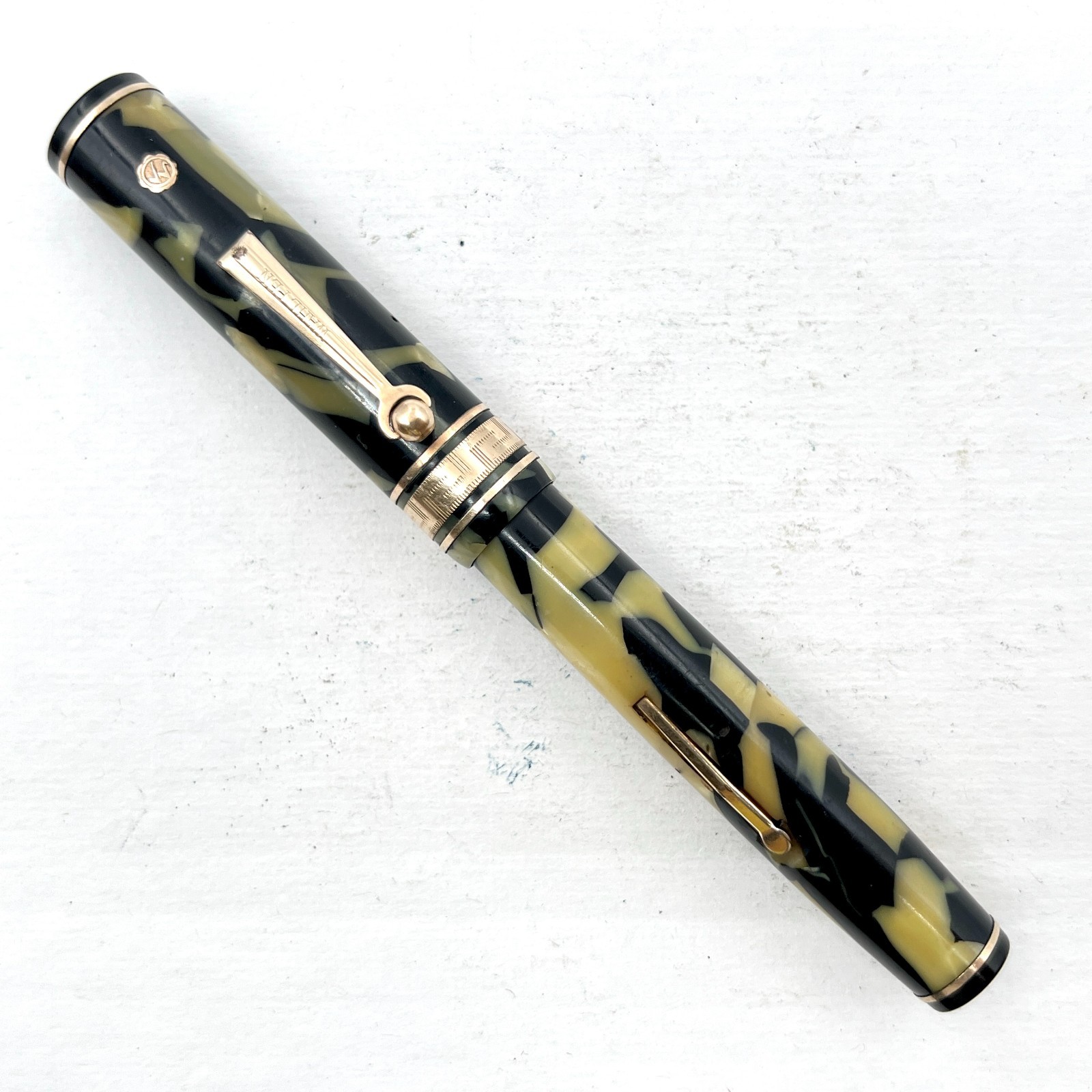 VTG Wahl Pen Decoband Fountain Pen Black Pearl Lever (No Nib/Feed) AS IS