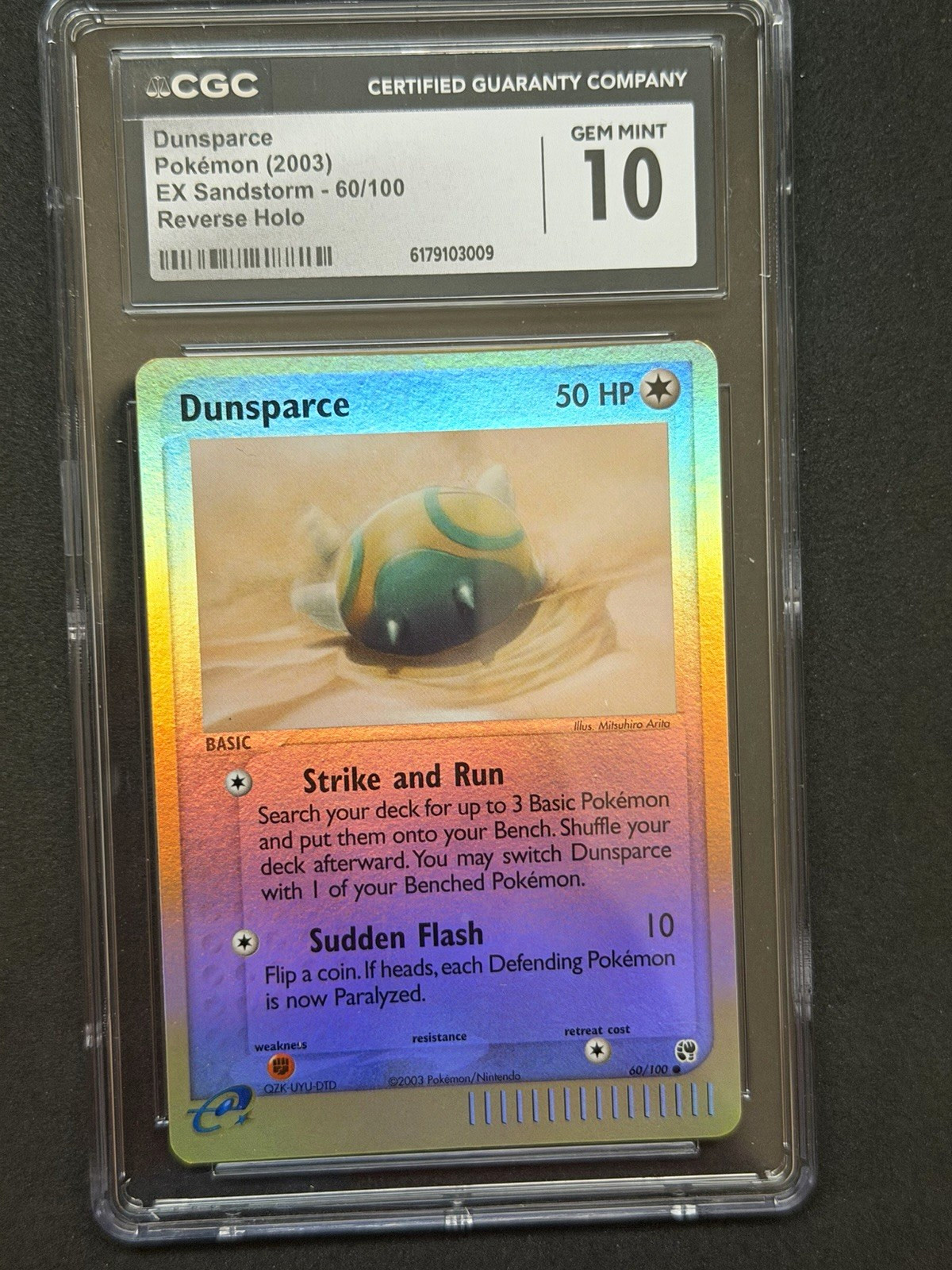 CGC 10 Dunsparce 60/100 Reverse Holo EX Sandstorm 2003 Pokémon Card