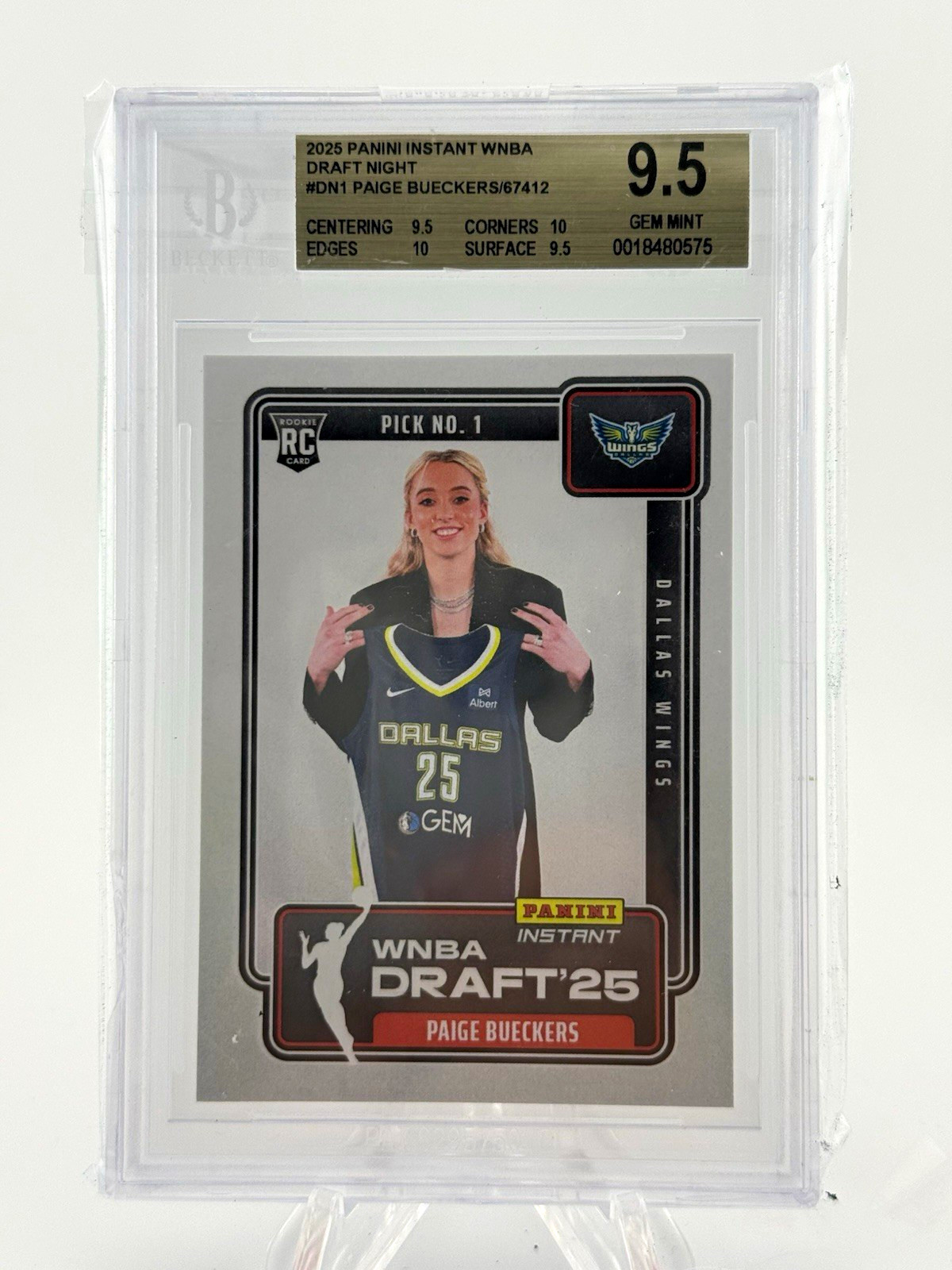 Panini 2025 Instant WNBA Draft Night DN-1 Paige Bueckers Rookie BGS 9.5