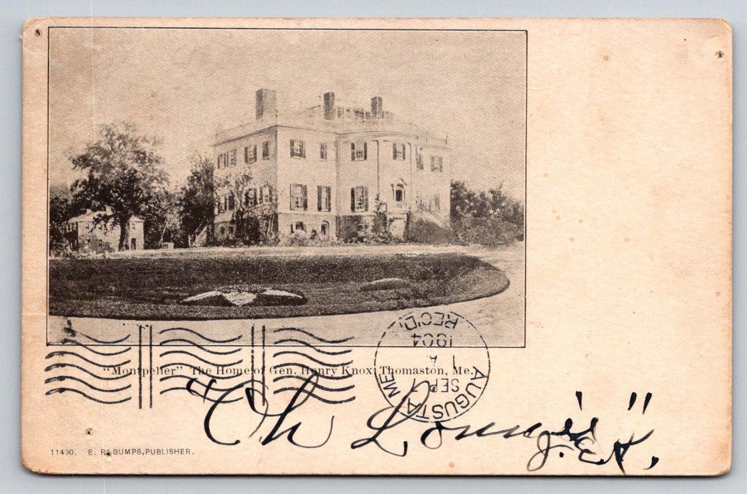 1904 Montpelier Henry Knox Home Thomaston Maine Postcard E. R. Bumps