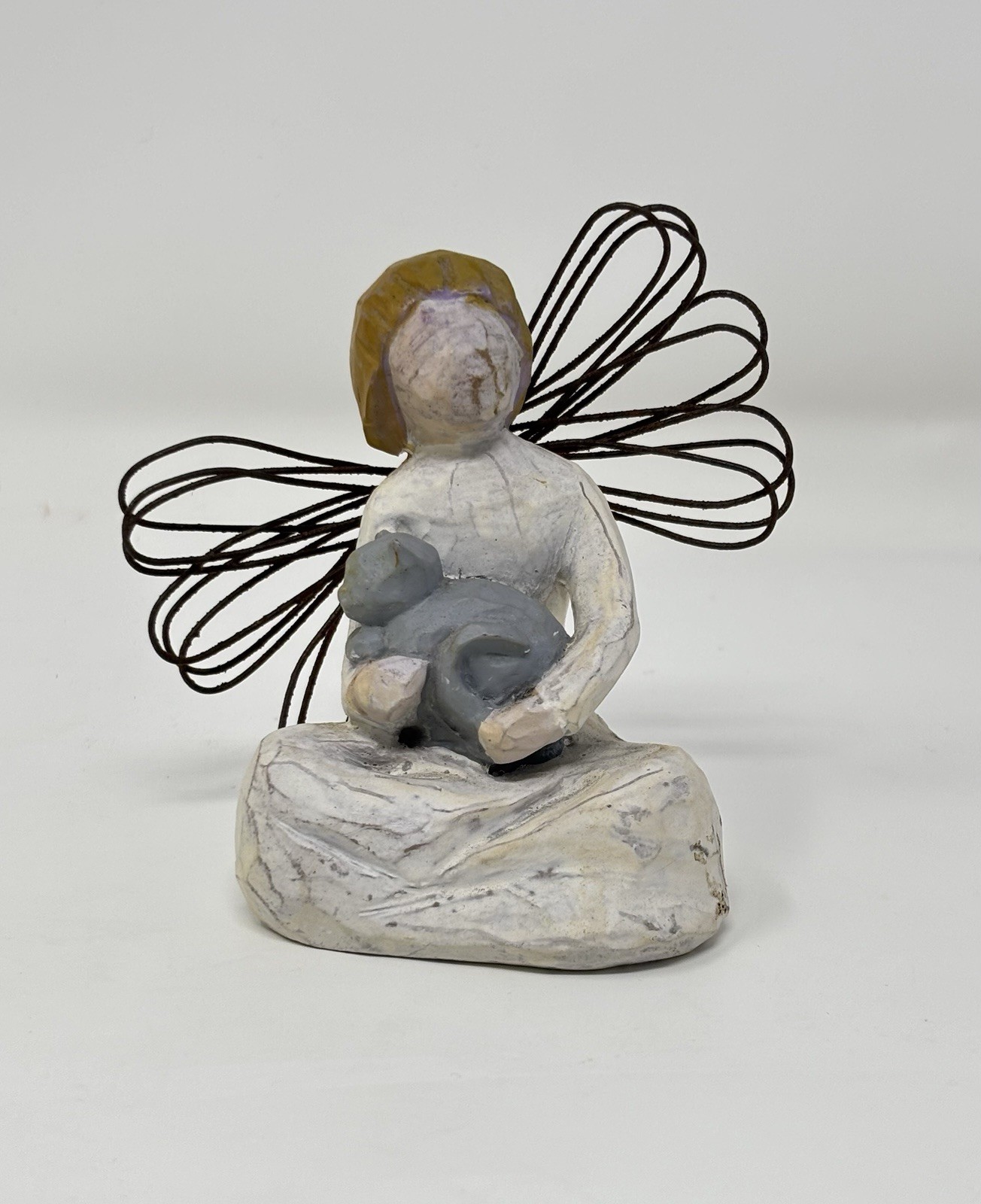Susan Lordi Demdaco Willow Tree Figurine Angel Of Kindness Holding Cat Vtg 2000