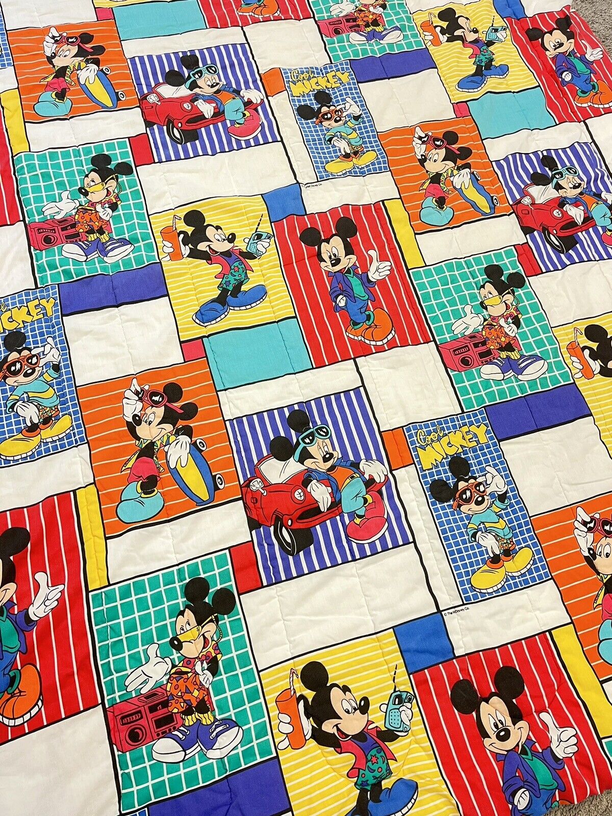Cool Mickey comforter Vintage 80s 90s Bedding Disney Collectible Full Size 84x66
