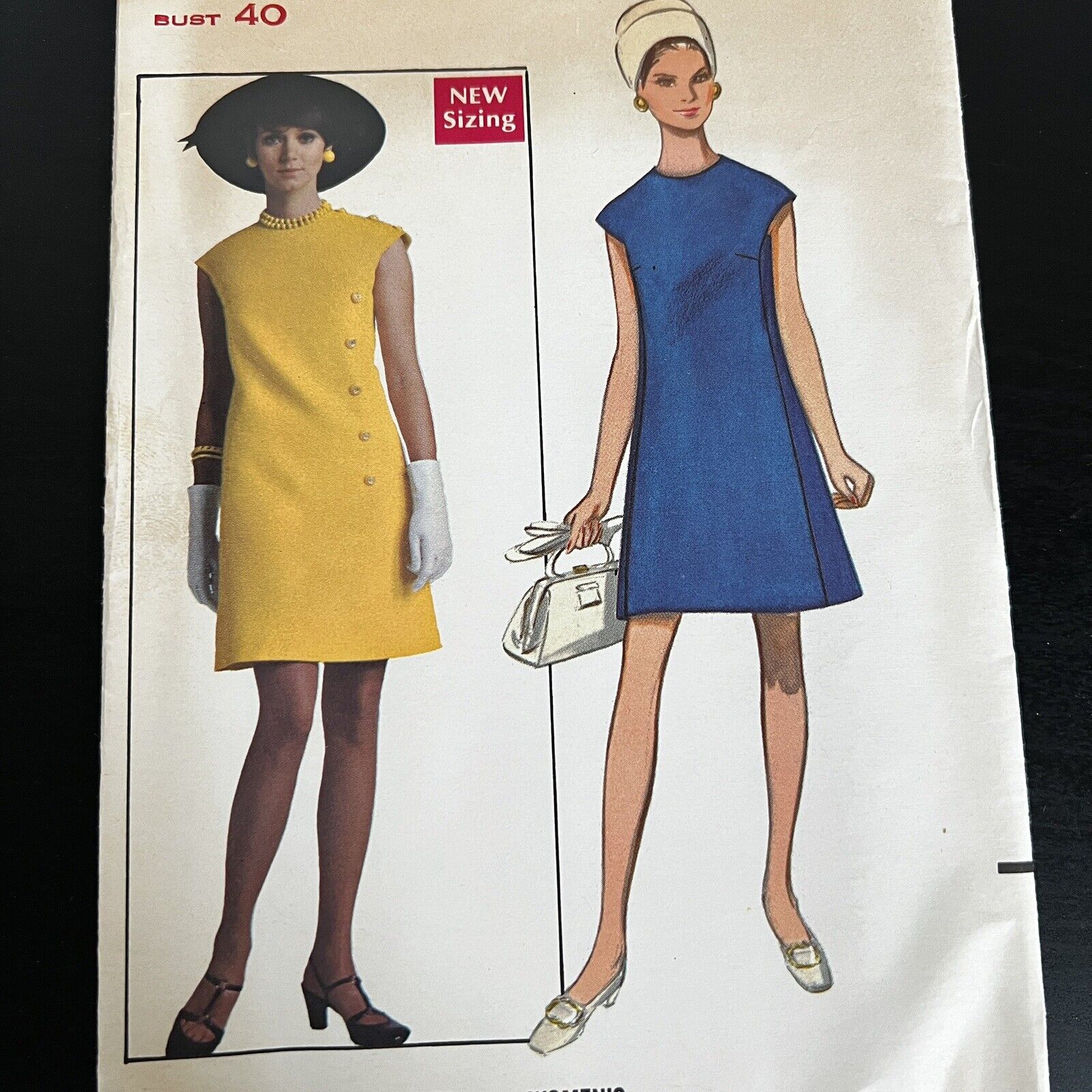 Vintage 1960s Butterick 4871 Mod Extended Shoulder Dress Sewing Pattern 18 CUT