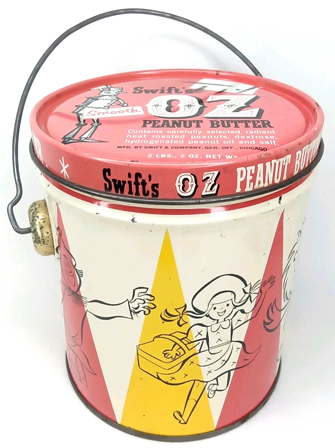 Antique 1940s Advertising Tin Swift's Wizard Of Oz Peanut Butter American Can Co