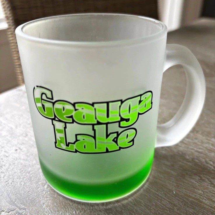 Vintage Geauga Lake Frosted Glass Mug Aurora, Ohio Souvenir Ohio Theme Park