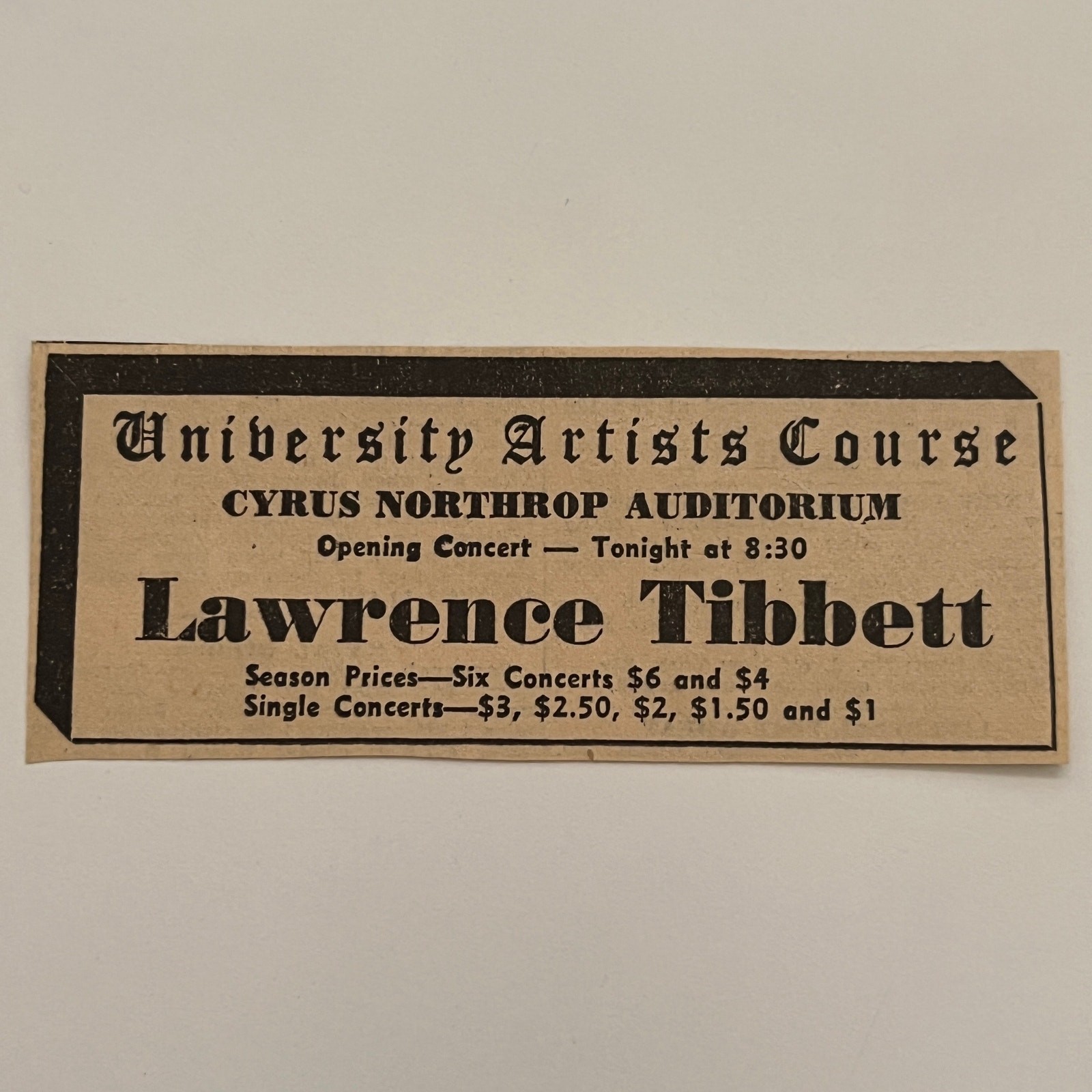 Cyrus Northrop Auditorium Lawrence Tibbett 1935 Minneapolis Theatre Ad SAG7-M12 Cyrus Northrop Auditorium Lawrence Tibbett 1935 Minneapolis Theatre Ad SAG7-M12