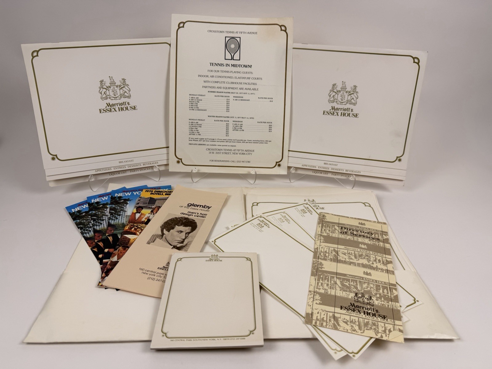 Vintage Marriott Essex House NYC Ephemera Lot Menus Stationery Brochures 1970s
