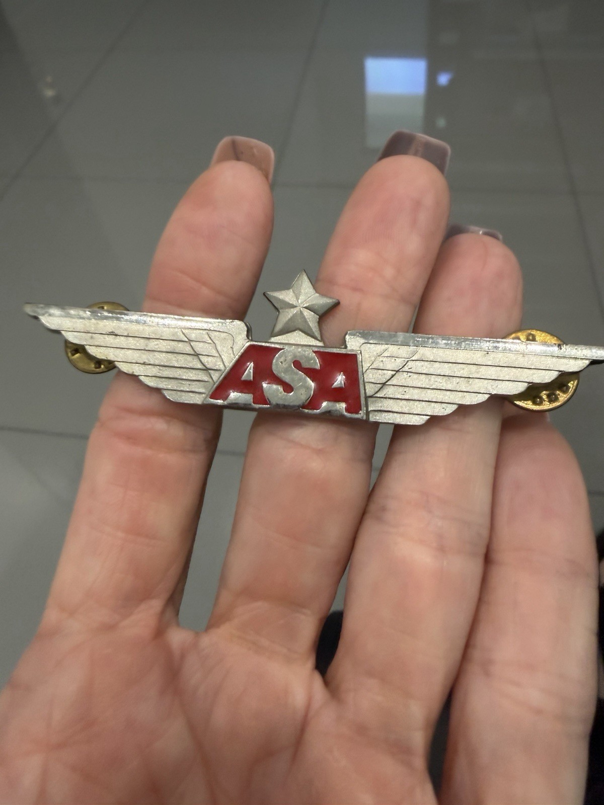 Atlantic Southeast Airlines Pilot Wings Pin Vintage ASA Airplane Wing 1980’s