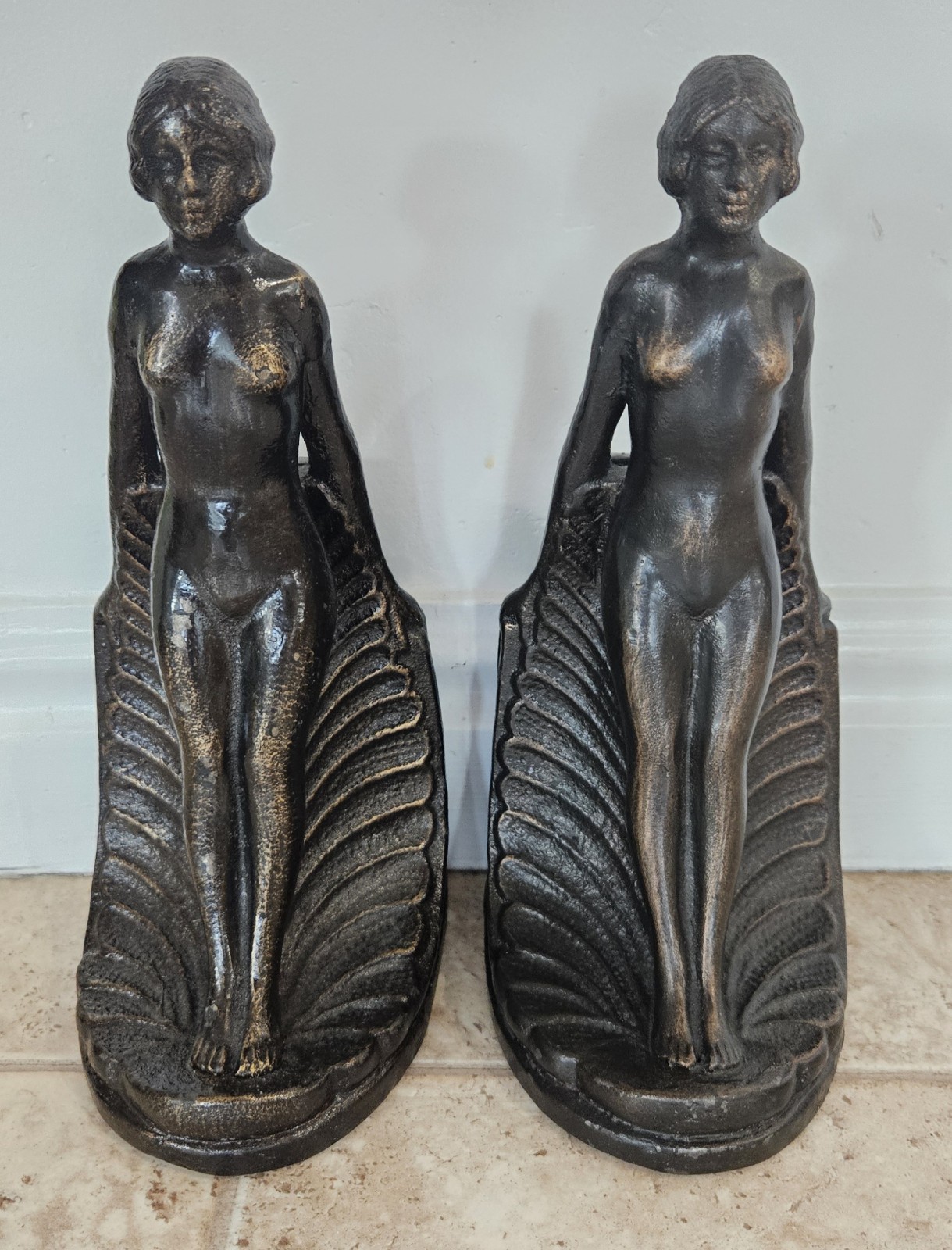 Stunning Pair of Elyse Bookends Cast Iron Bronze Finish Toscano Inc.