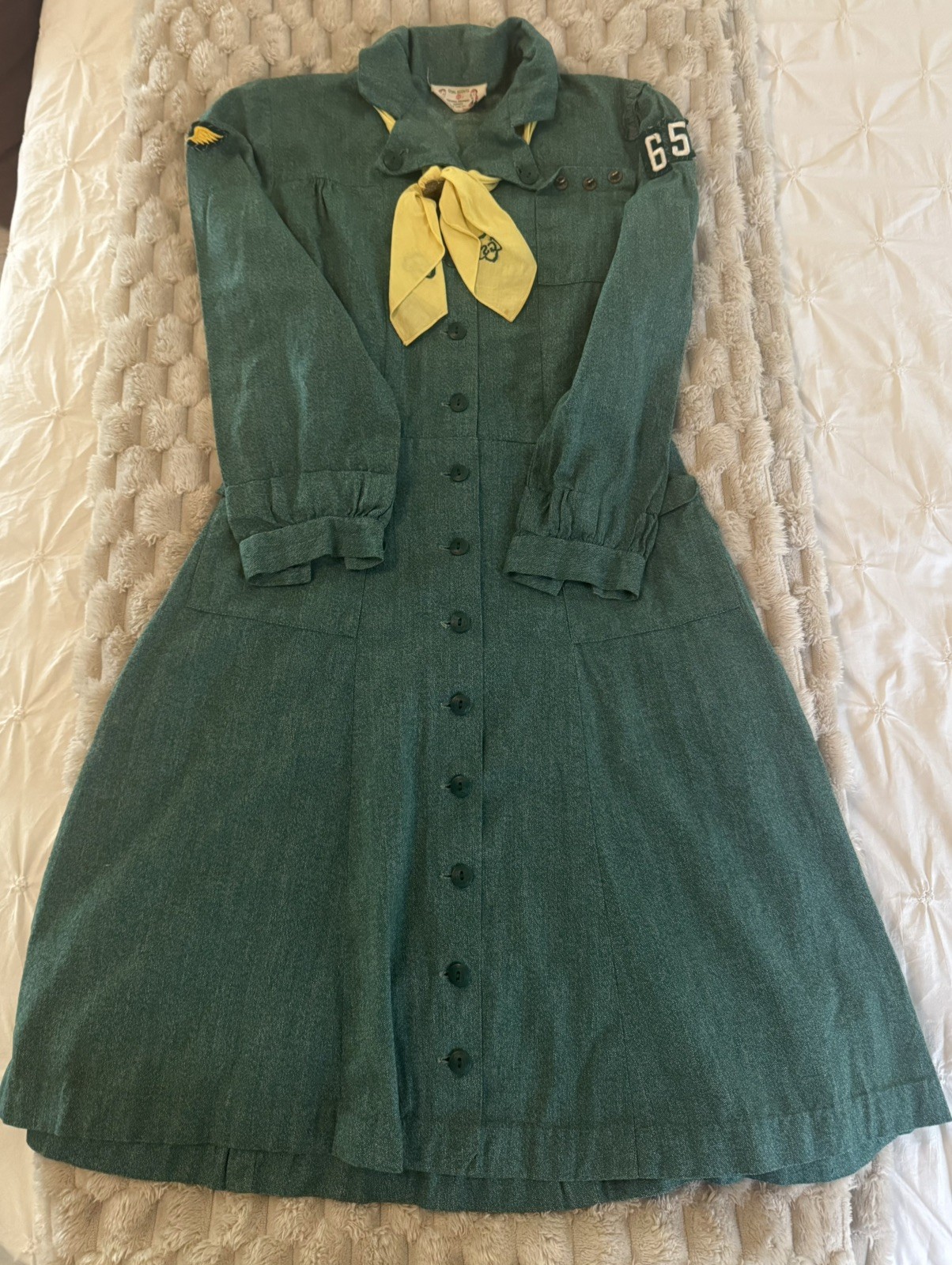 Official Girl Scouts Uniform Dress 1960s Green Vintage Kids Antique