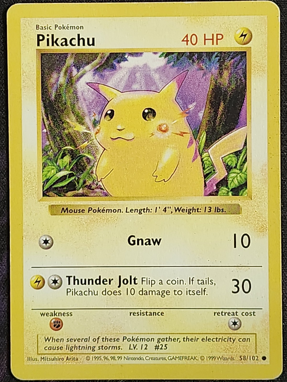 Pokemon Pikachu 58/102 (MP) Red Cheeks SHADOWLESS Base Set BS