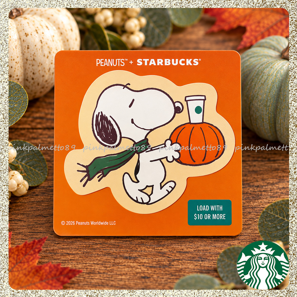 🍂🎃 2026 Peanuts + Starbucks The Great Pumpkin Snoopy Die-Cut Gift Card MINT $0