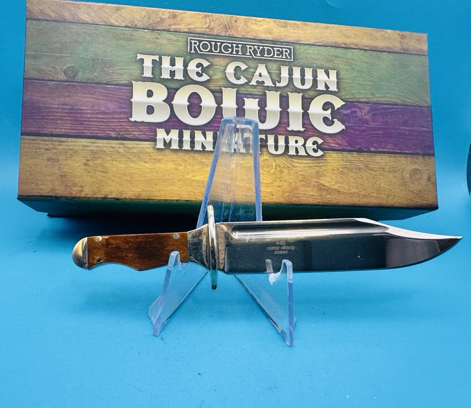 Rough Ryder Mini Cajun Bowie Fixed Blade Knife RR1902 4.5