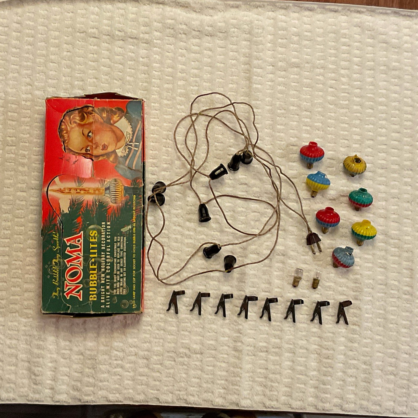 NOMA Vintage Bubble-Lites Clip-On  String Lights w/ Box No Liquid Parts only
