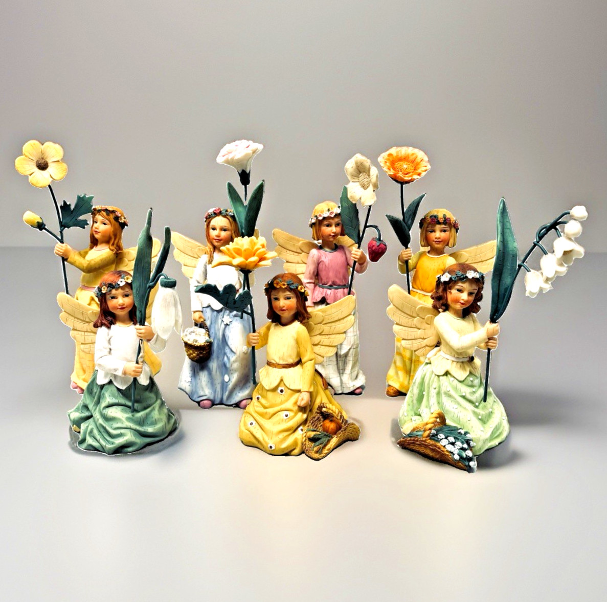 Vtg Wildflower Angels Figurines Kathy Killip for Demdaco 2001-2002 Lot of 7 EUC