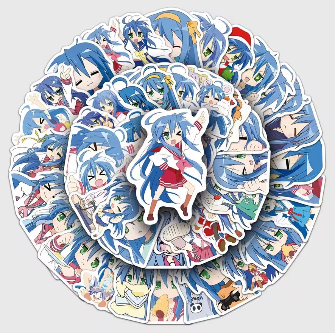 25PCS Random Izumi Konata Lucky Star Anime Stickers For Phone Water Bottle