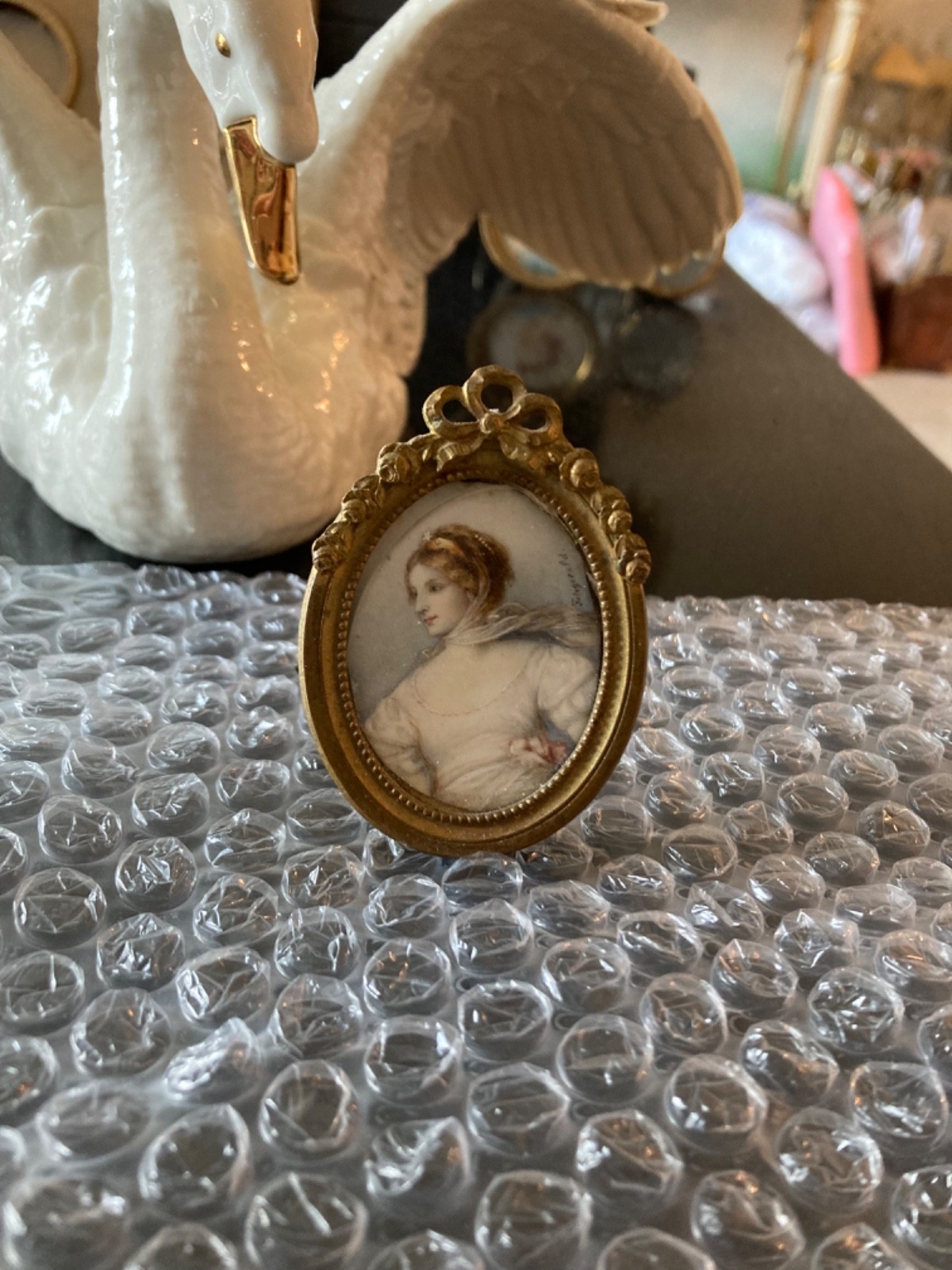 Vintage Miniature Brass Coquette Picture Frame