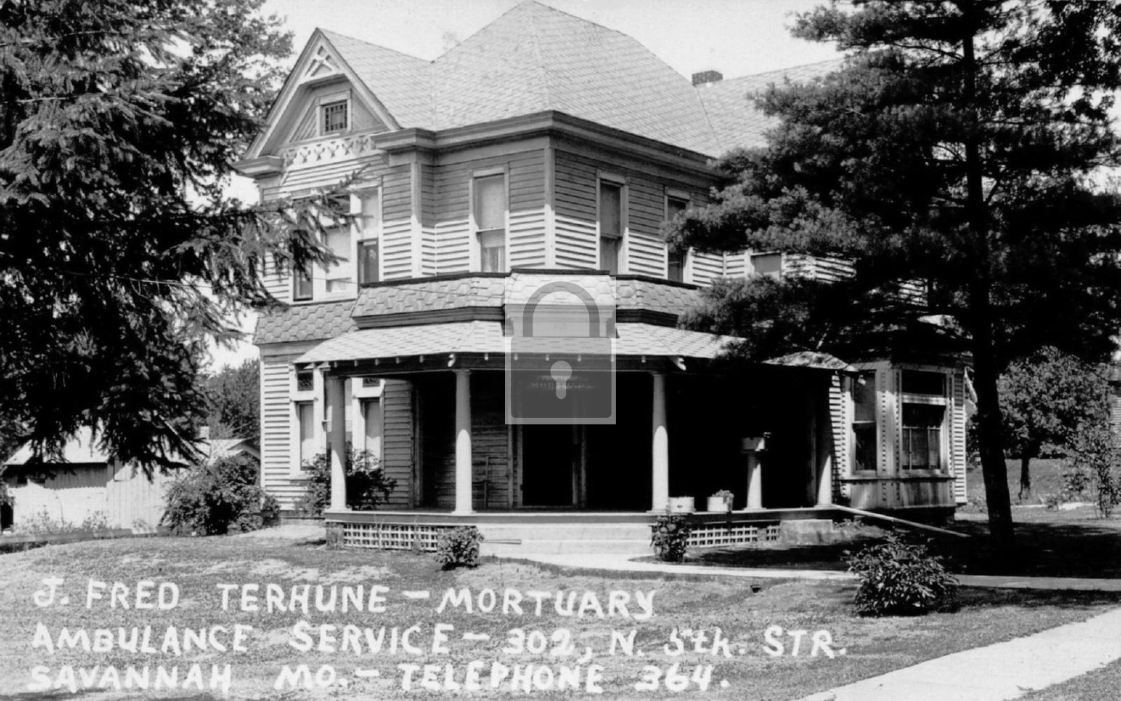 J Fred Terhune Mortuary Ambulance Savannah Missouri MO - Reprint