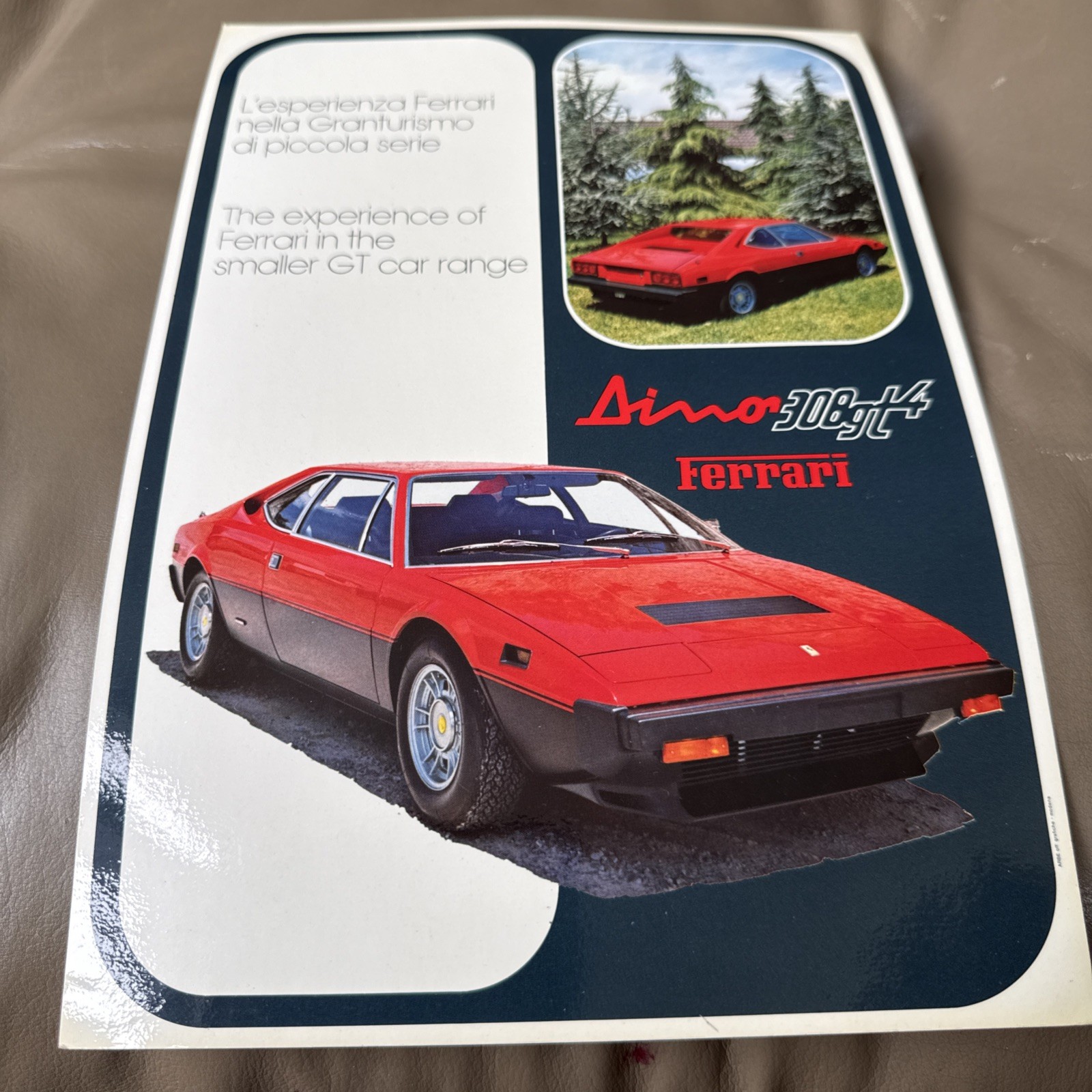 Ferrari Dino 307 GT4 2 Page Laminated Brochure