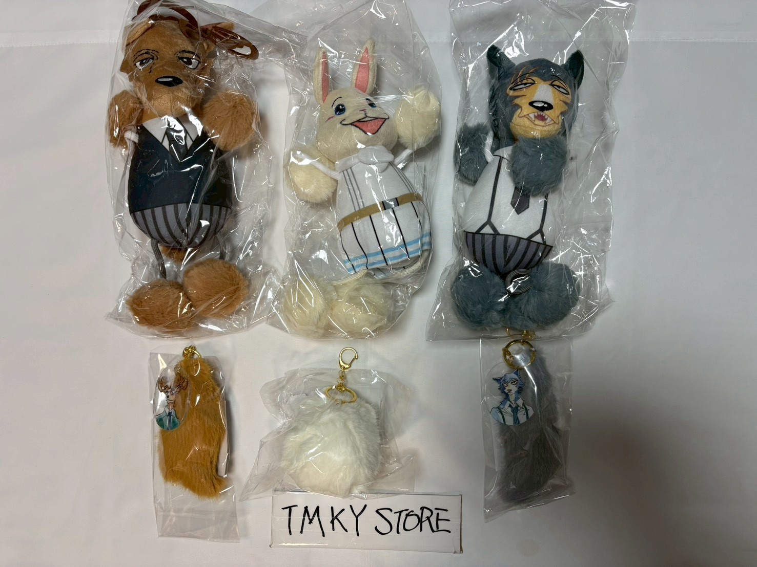 Set of 6 Paru Itagaki Exhibition BEASTARS Plush Toy & Tail Keychain