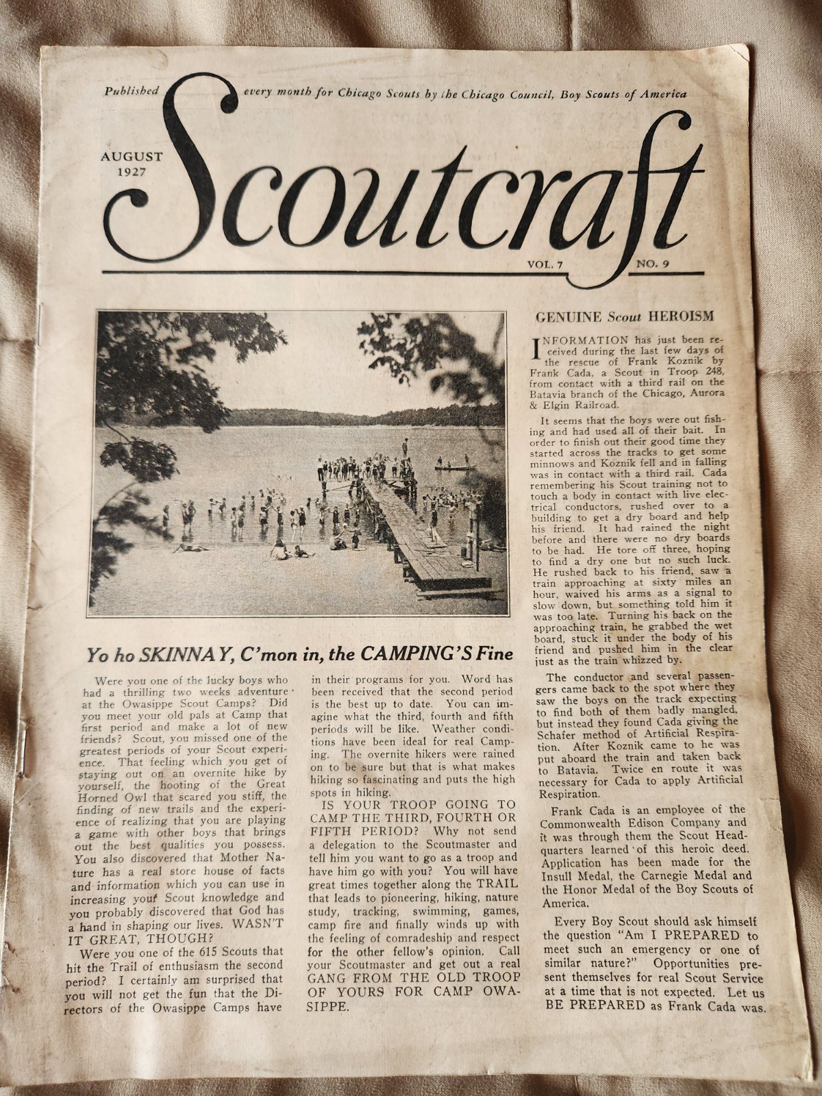 Vintage August 1927 Scoutcraft Magazine Chicago Council Boy Scouts BSA Paper