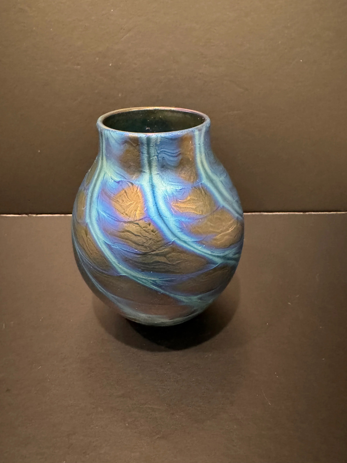 Charles Lotton Iridescent Art Glass Vase — Signed and Dated 1980