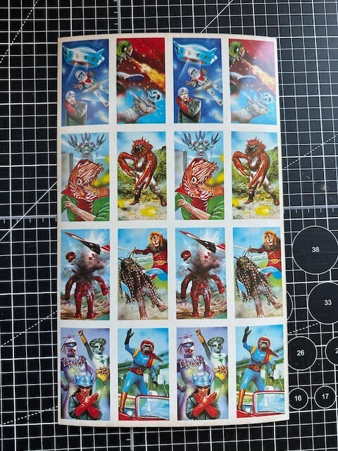 Vintage Robot/Kaiju Menko Cards Uncut Sheet Ultra Rare 60\'S/70\'S Us Shipper