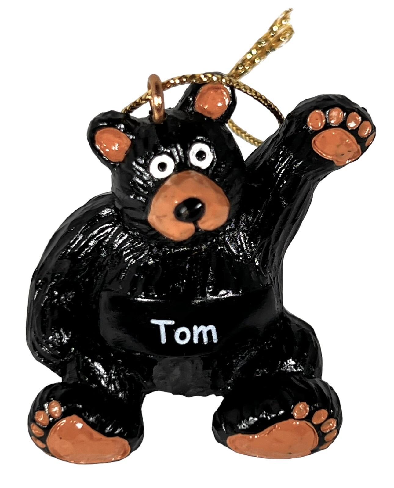 TOM     Personalized    'Waving' BLACK BEAR Ornament    1.75