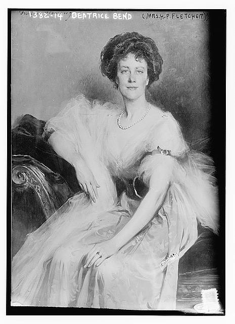 Photo:Mrs H.P. Fletcher Beatrice Bend Portrait 1910s Gown Jewelry