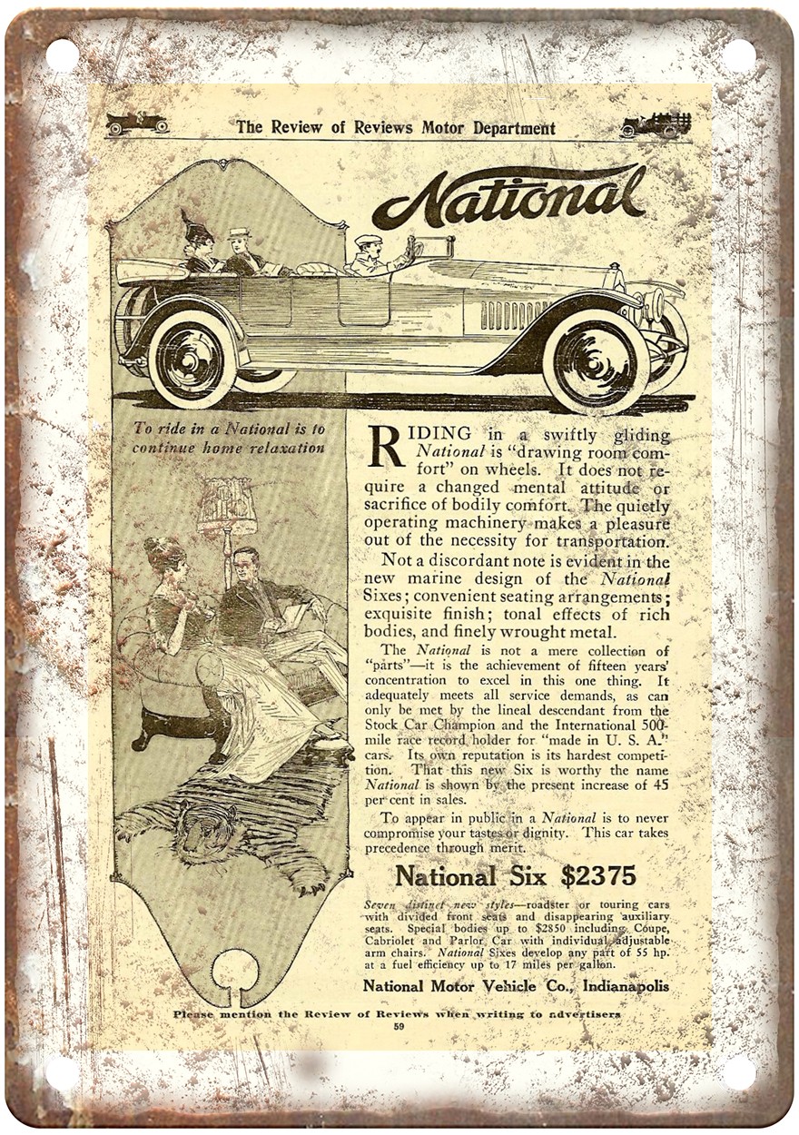 1915 National Vintage Automobile Ad Retro Look Metal Sign AM8612