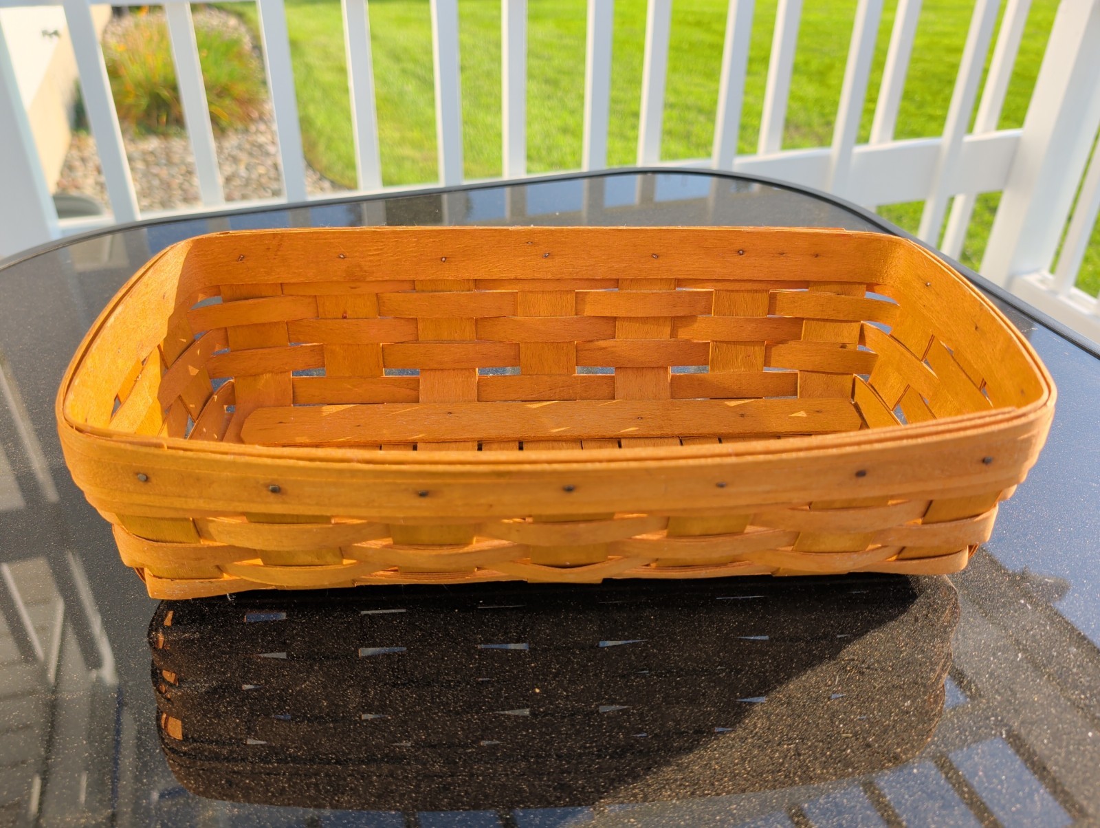 Longaberger 1995 Bread Cracker Basket w/ 1 Woodcraft Divider 14.5” x 8” - GREAT