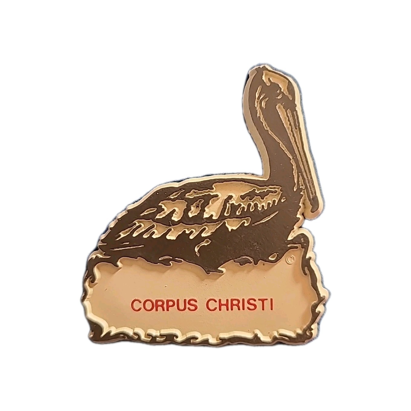 Corpus Christi Pelican Rubber Souvenir Magnet - Vintage NOS - 