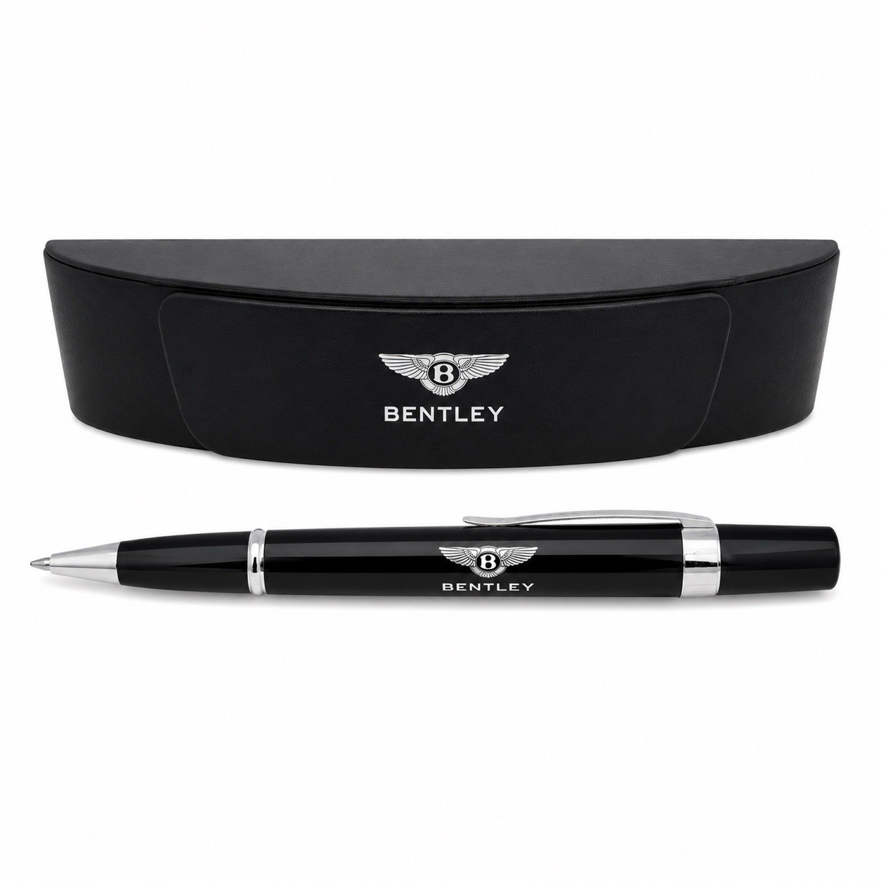 Bentley Luxury Ballpoint Pen w/ Case Black Silver Old UK Stock Gift Boxed