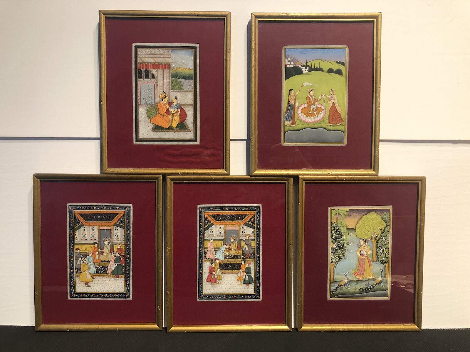 MUGHAL MINIATURE Painting on Marble SET of 5