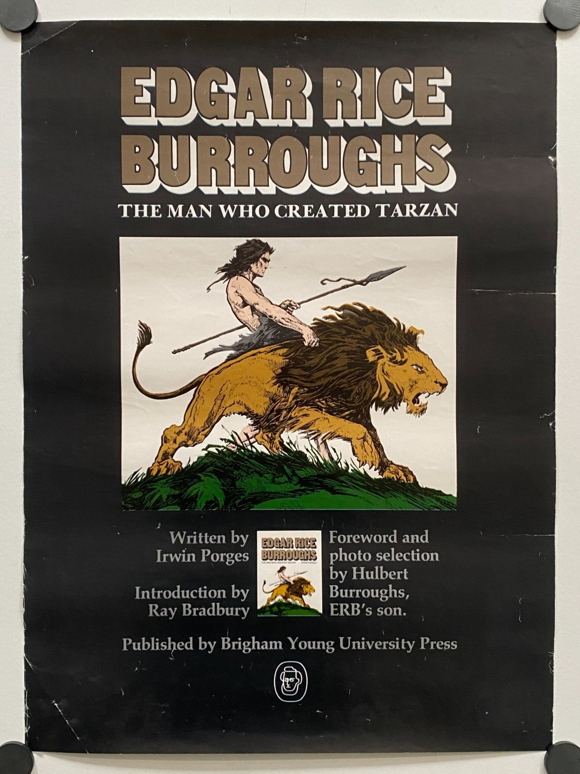 1975 Edgar Rice Burroughs Man Who Created Tarzan BYU Press Promo Poster 19x26