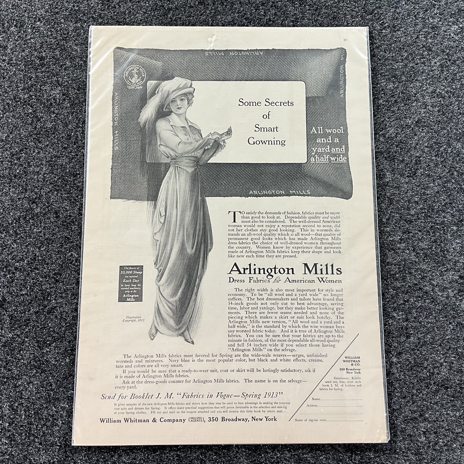 Original March 1913 Ladies’ Home Journal Arlington Mills Dress Fabrics Advertise