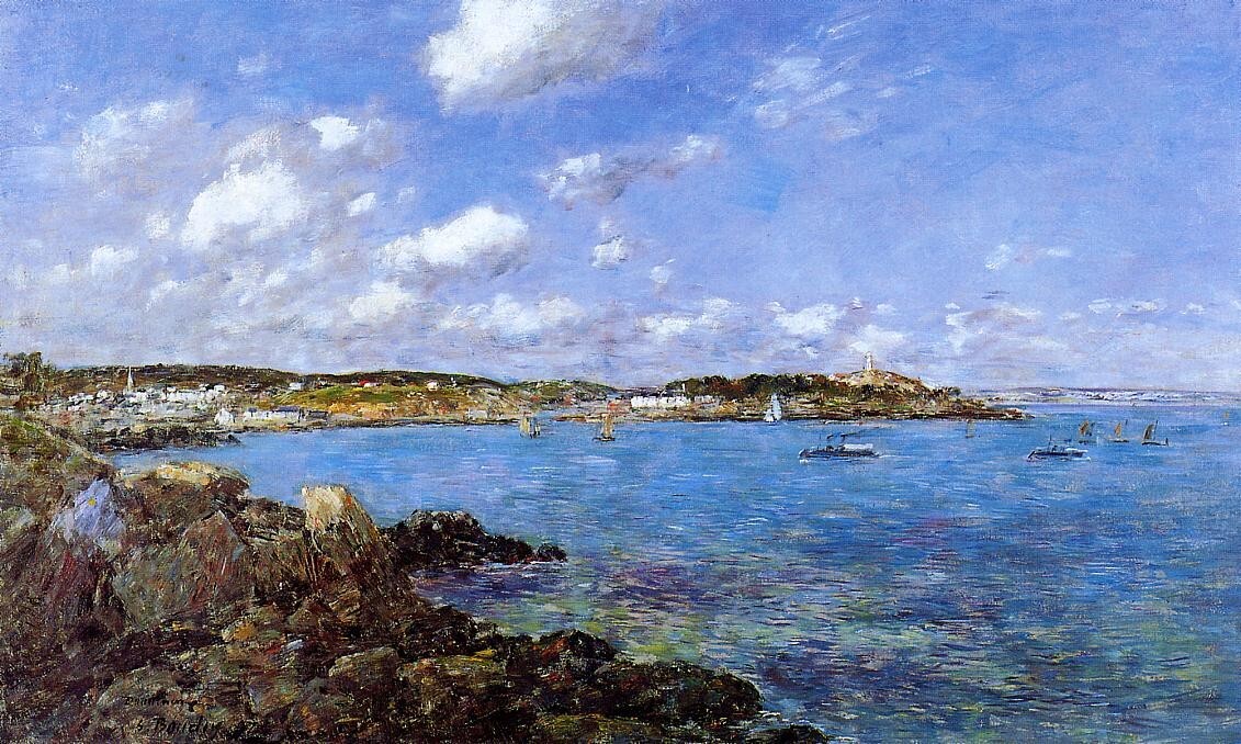 Oil painting The-Bay-of-Douarnenez1-1897-Eugene-Louis-Boudin-Oil-P impressionism