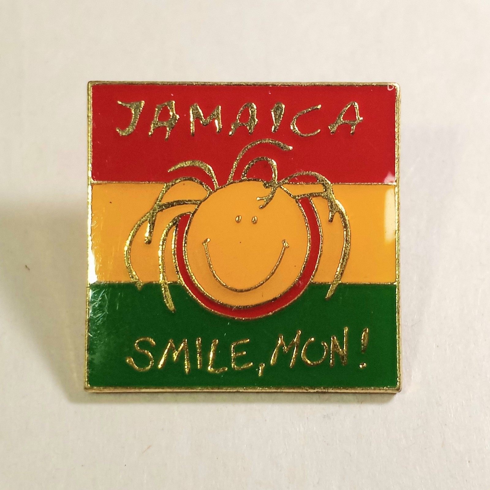 Vtg Jamaica Pin Smile Mon Flag Souvenir For Lapel, Hat, Bag