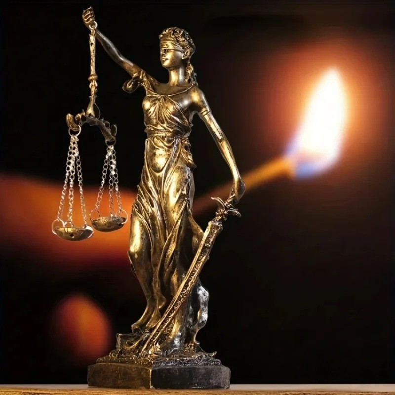 LADY JUSTICE THEMIS STATUE - BLINDFOLDED GODDESS OF LAW & ORDER ORNAMENT