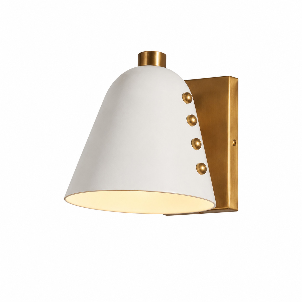 Cresta Studded Sconce • Vintage Mid Century Brass Shade Wall Light