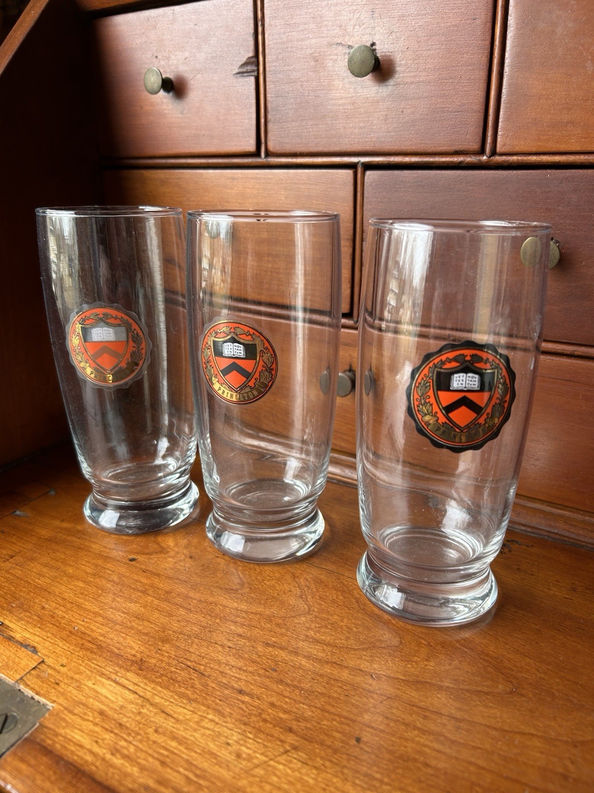 Set/3 PRINCETON University 6”h VINTAGE highball Glasses  No Chips - 12oz Barware