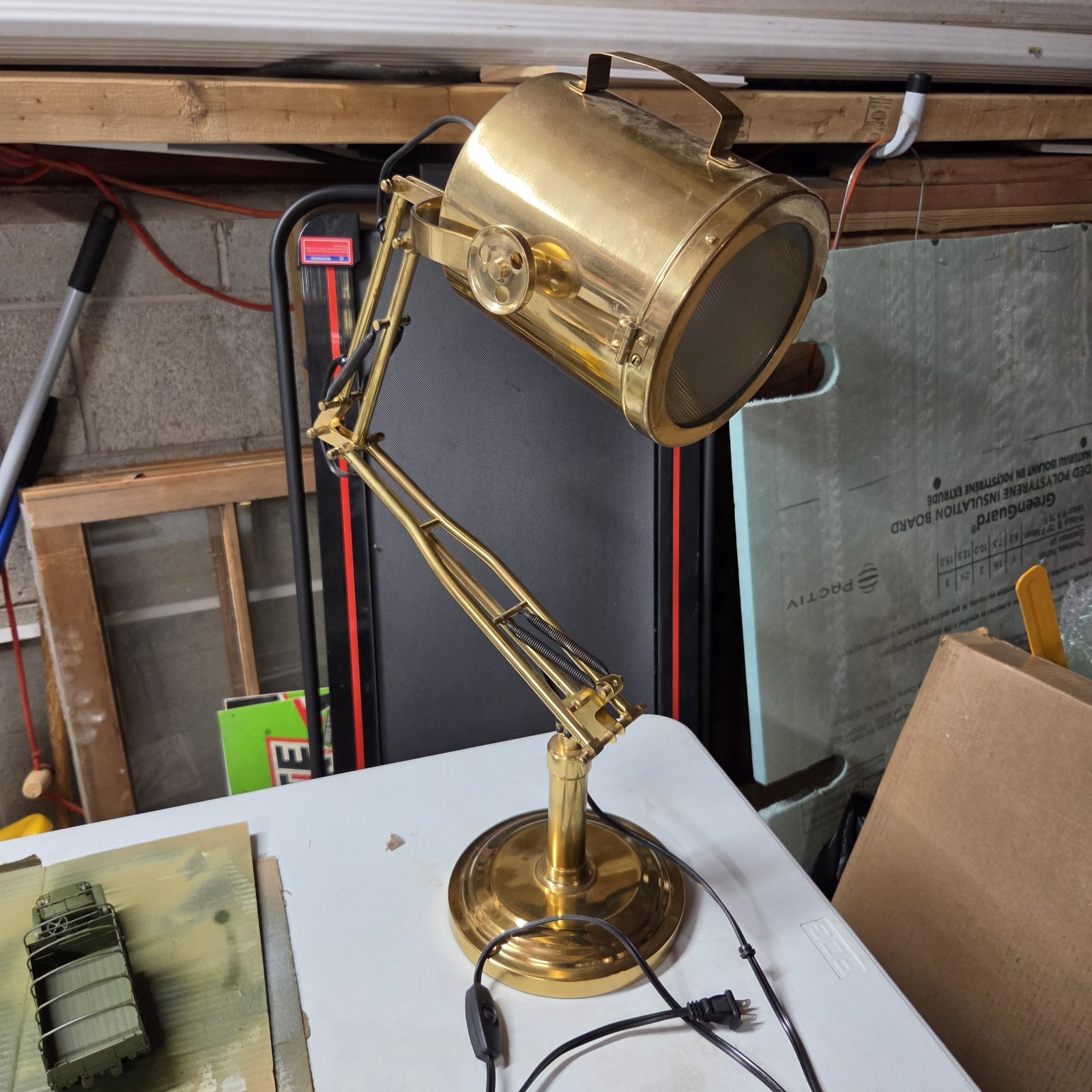 Vintage Retro Brass Industrial Table Lamp Search Light Spotlight Design