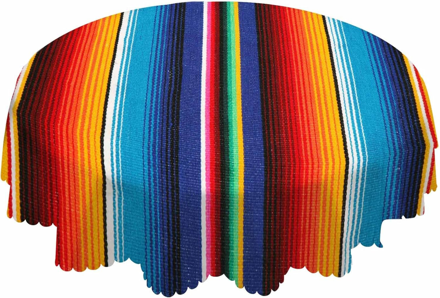 AOYEGO Colorful Mexican Table Cloth Stripes Lines Native Art Feature Bright roun